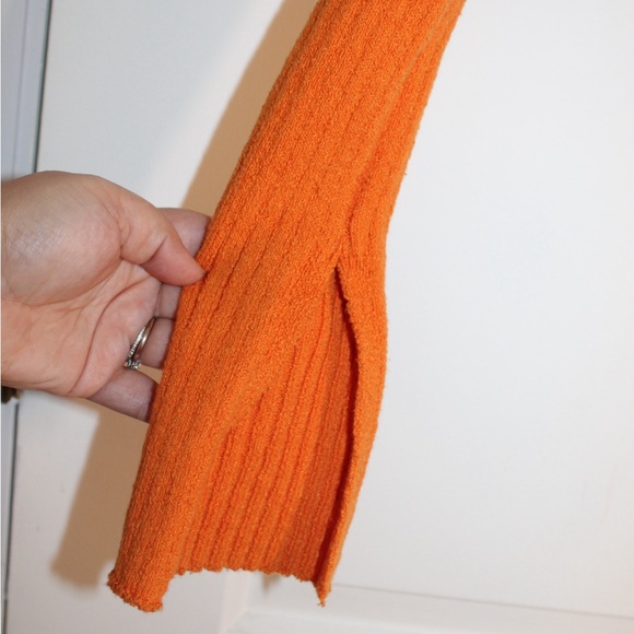 Zara Ribbed Long-Sleeve Cropped Sweater in Bright Orange - Picture 4 of 7